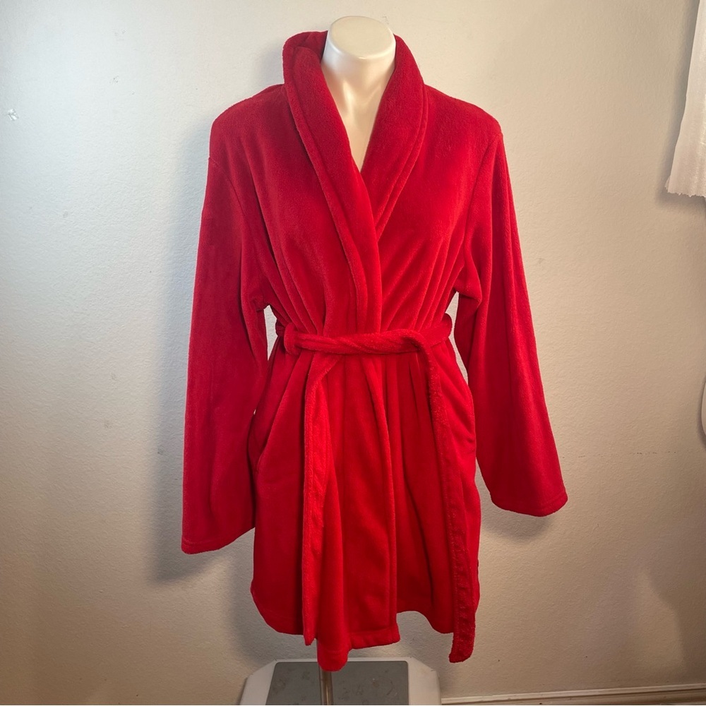 Secret Treasures Soft Red plush belted robe